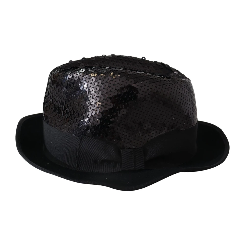 Sort Sequin Fedora Hatt