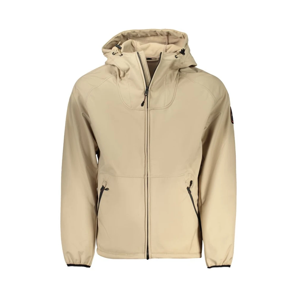 Napapijri Hooded polyester jack met rits Beige Heren