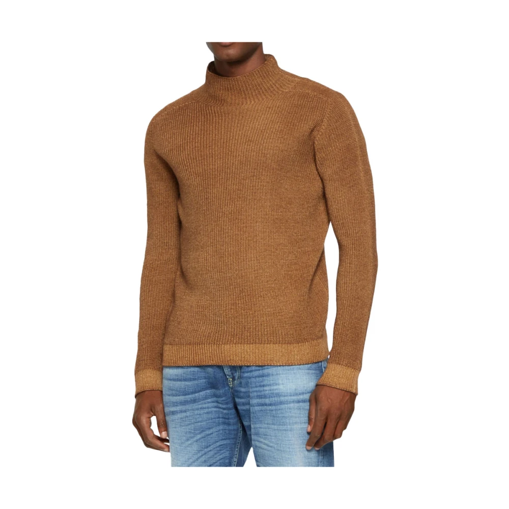 Dondup Coltrui Sweater Twee-Tone Gebreid Lange Mouw Brown Heren
