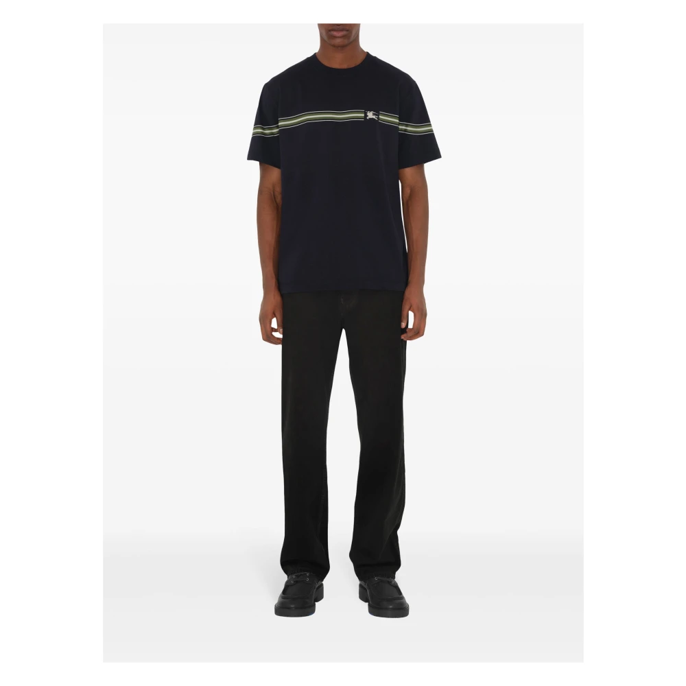 Burberry Blauw Equestrian Knight Design T-shirt Blue Heren