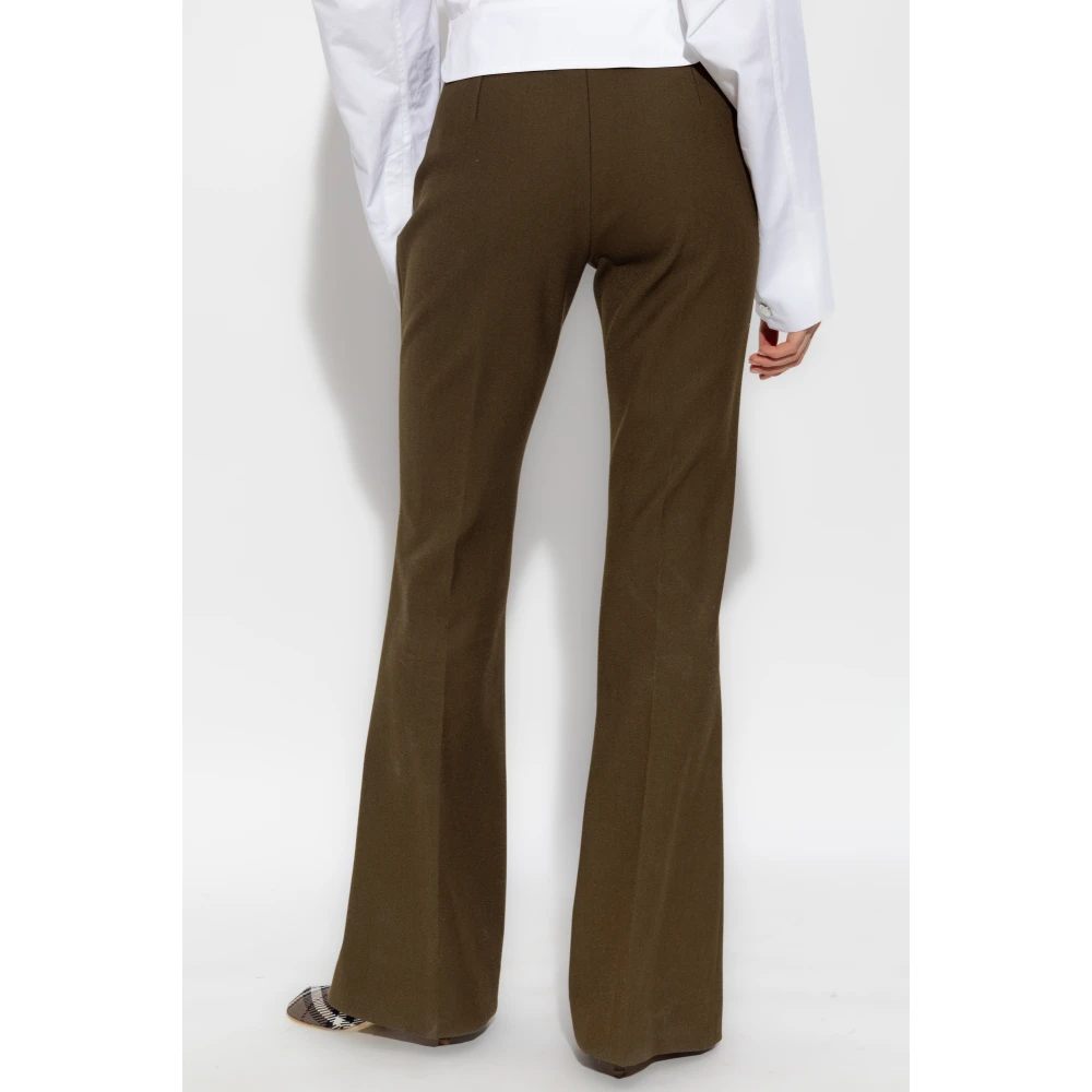 Burberry Broek met vouwen en uitlopende pijpen Green Dames