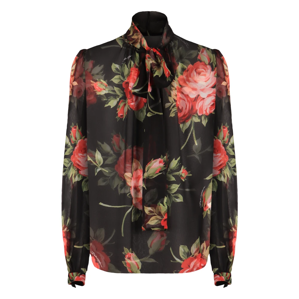Dolce & Gabbana Women's Multicolor Printed Chiffon Blouse - Blouses - L - Blouses & Shirts