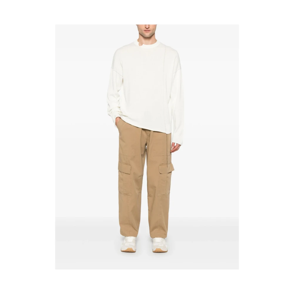 Isabel Benenato Witte Geribbelde Drop Shoulder Trui White Heren