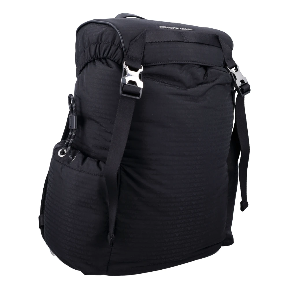 Emporio Armani Zwarte Nylon Rugzak Handtas Black Heren