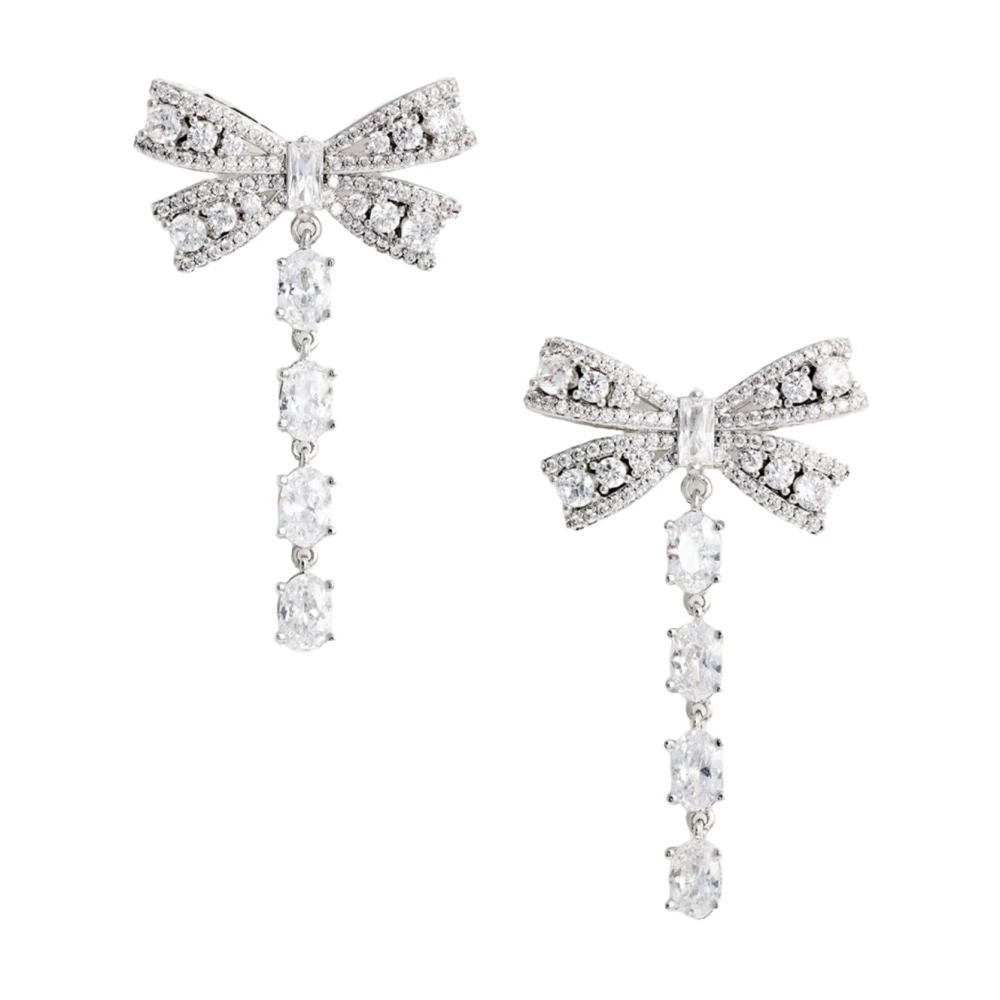 Self Portrait Crystal Flower Droplet Earrings - Female - Earrings - Gray - One Size - Accessories