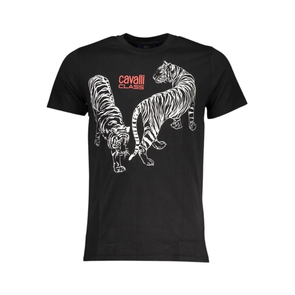 Cavalli Class Zwarte T-shirt met korte mouwen voor heren Black Heren