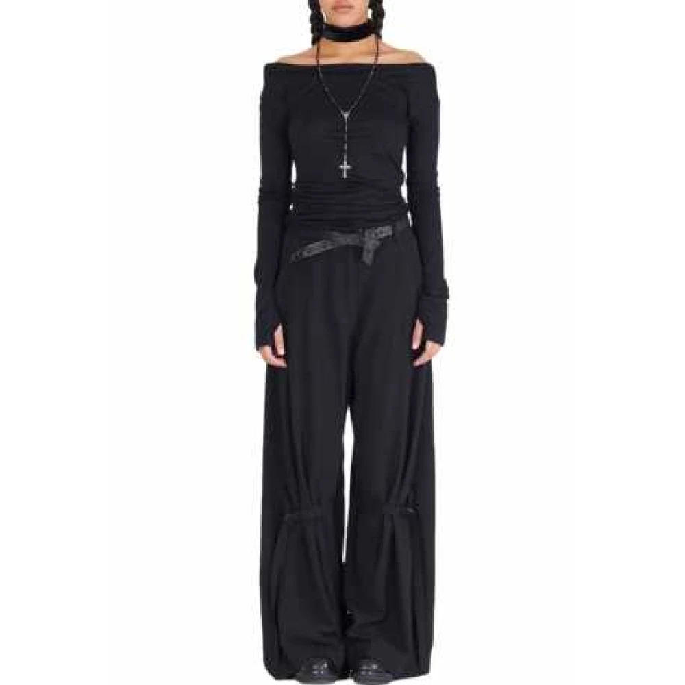 Isabel Benenato Fijne wol cowl neck gebreide top Black Dames