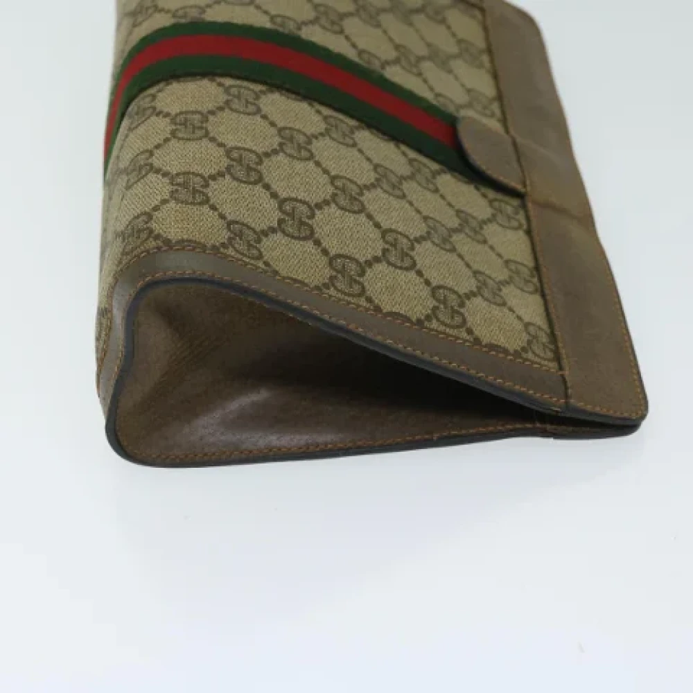 Gucci Vintage Pre-owned Leather clutches Beige Dames