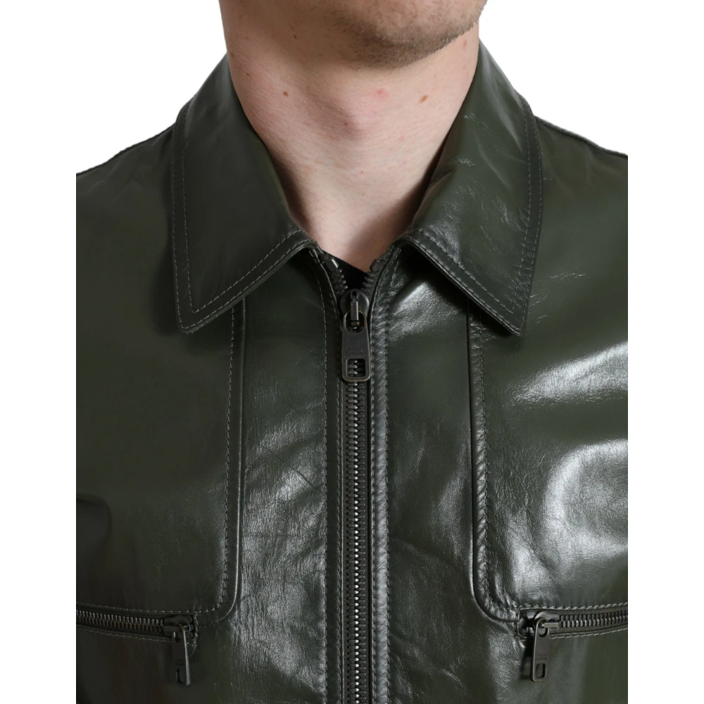 Dolce & Gabbana Leather Jackets Green Heren