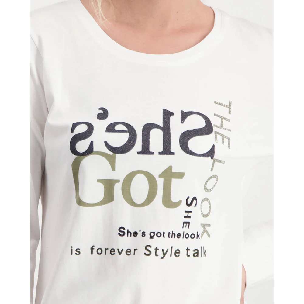 monari Stijlvolle Pullover T-shirt White Dames