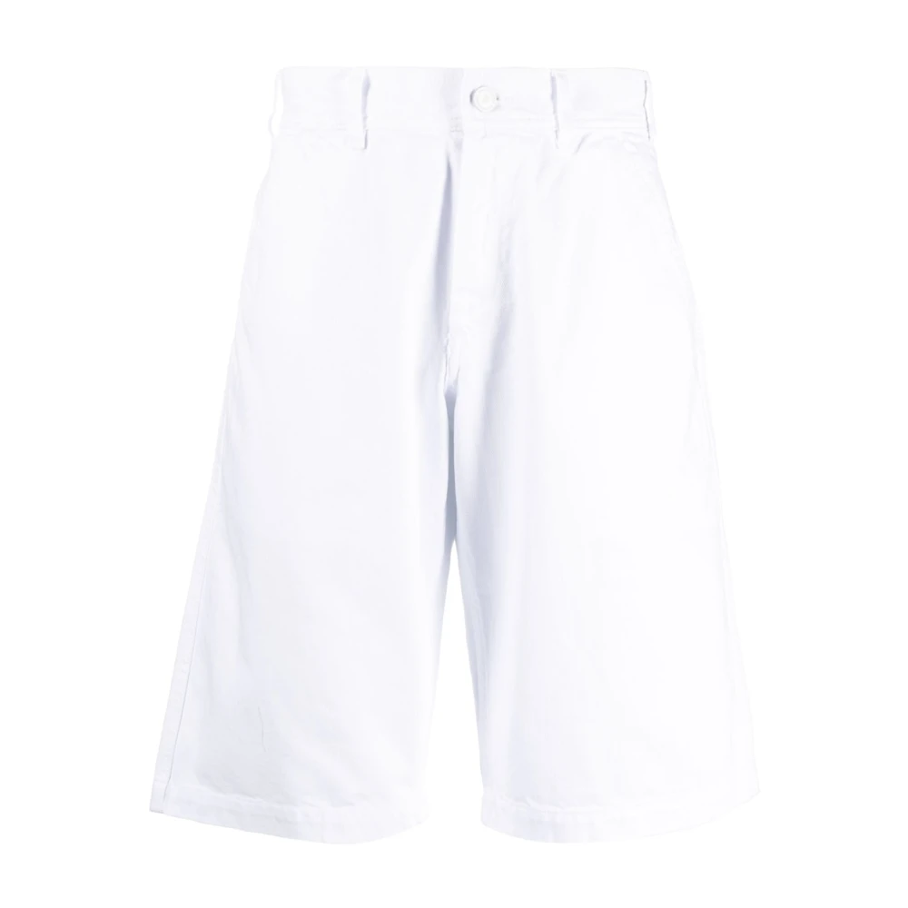 Raf Simons Witte knielange denim shorts White Heren