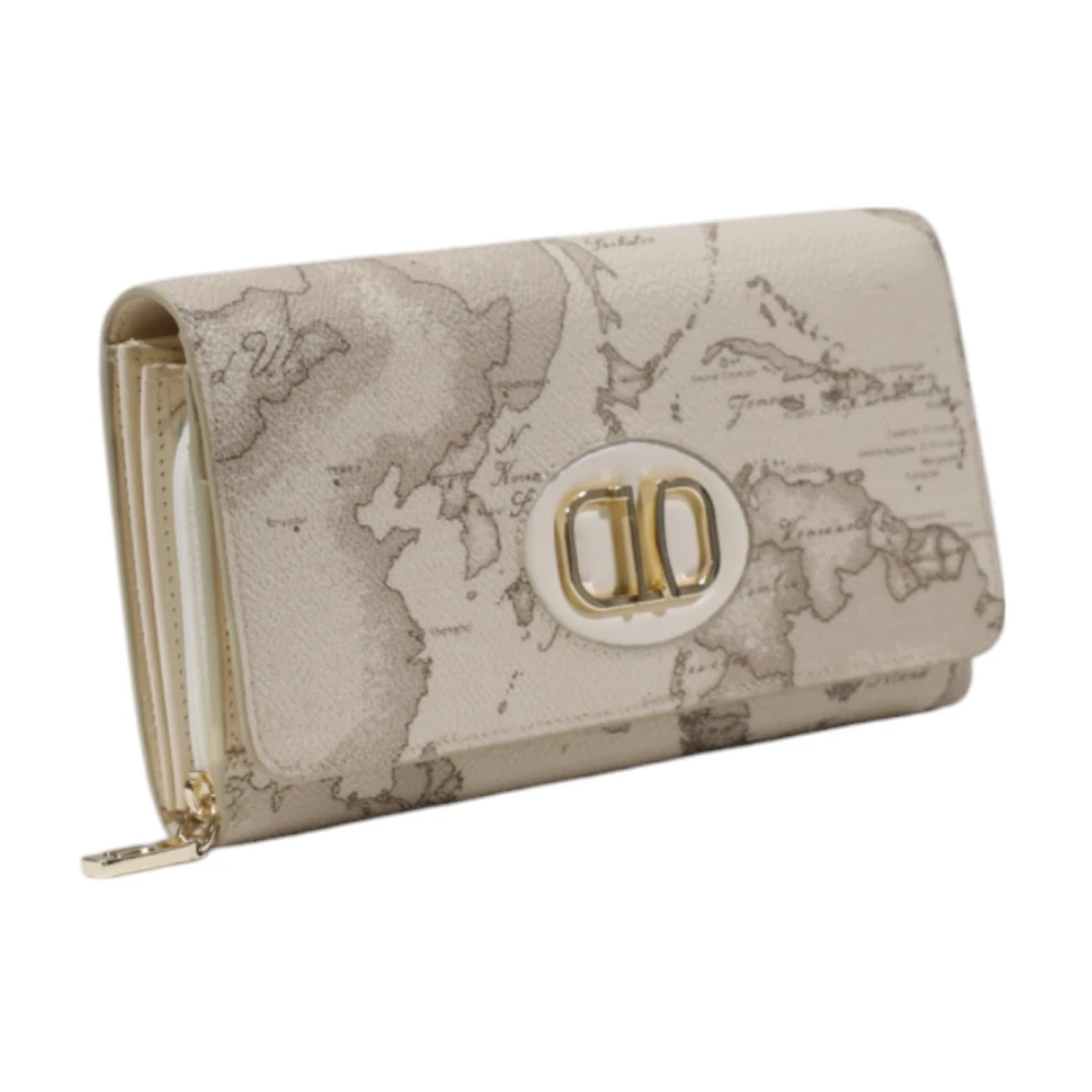 Alviero Martini 1a Classe Bedrukte portemonnee met lederen details Beige Dames