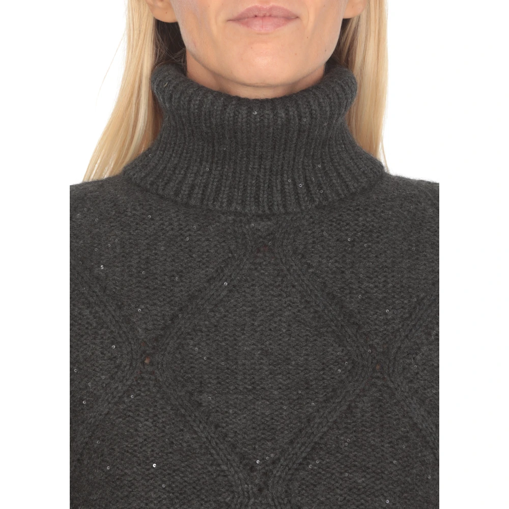 Fabiana Filippi Donkergrijze Mouwloze Wollen Trui met Pailletten Gray Dames