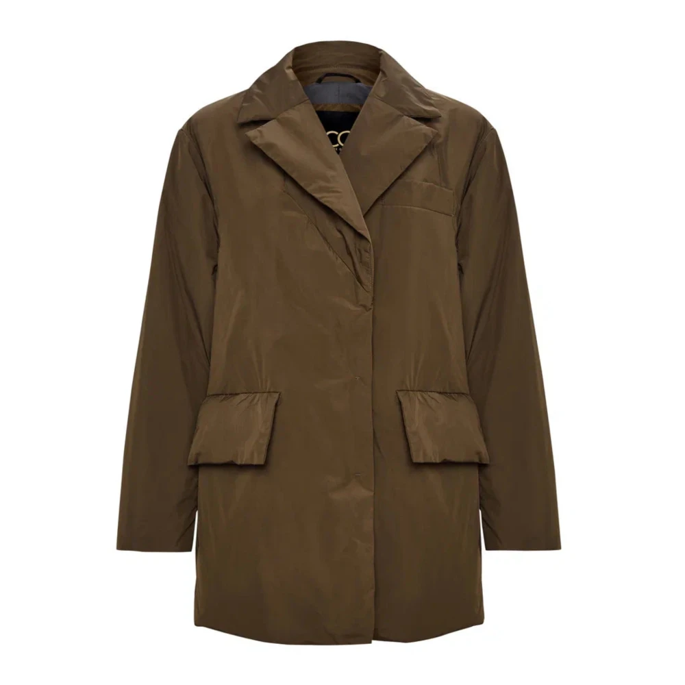 Cesare Gaspari Vrouw Bruin Jassen Dames, L, Leer, Blazer Met Riem En Quiltpatroon