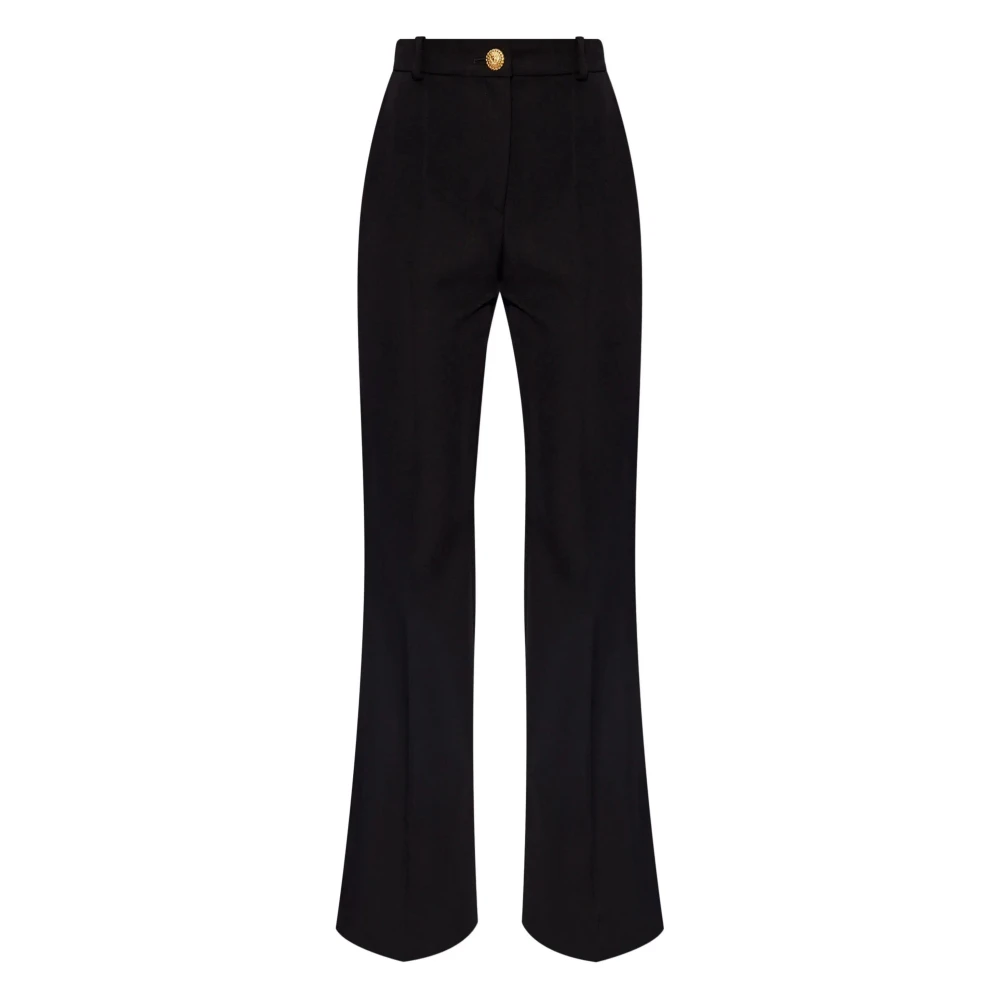 Balmain Black Tailored Grain De Poudre Trousers - Female - Wide Trousers - M - Trousers