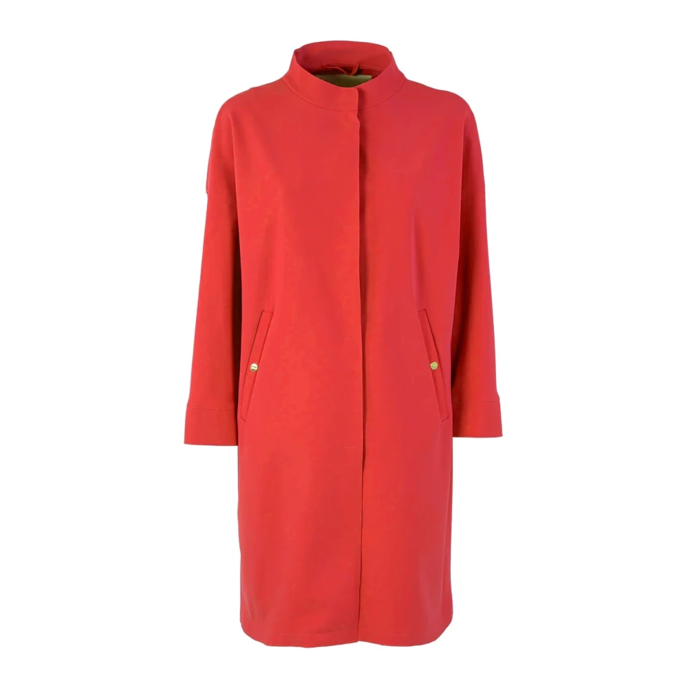 Herno Women's Red Single-Breasted Coats, L, Concealed-Fastening Coat