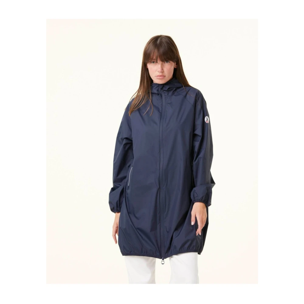 Jott Lange regenjas met capuchon Reflecterende winddichte jas Blue Dames