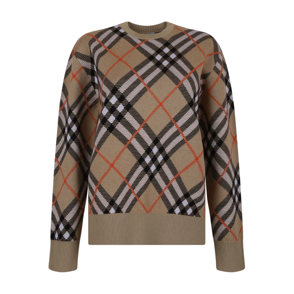 Burberry Vintage Check Intarsia Gebreide Trui Brown Dames