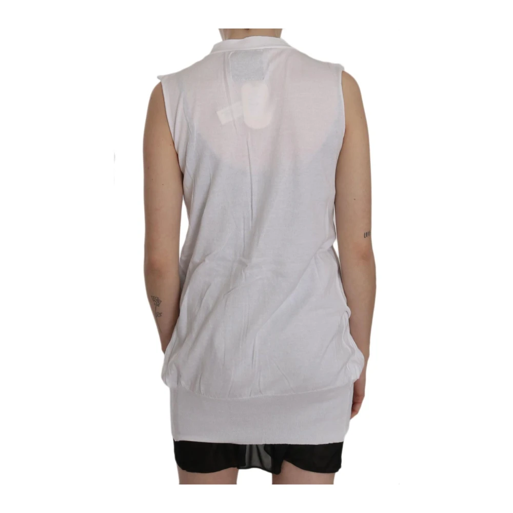 Pink Memories Witte Mouwloze Vest V-Hals Casual White Dames