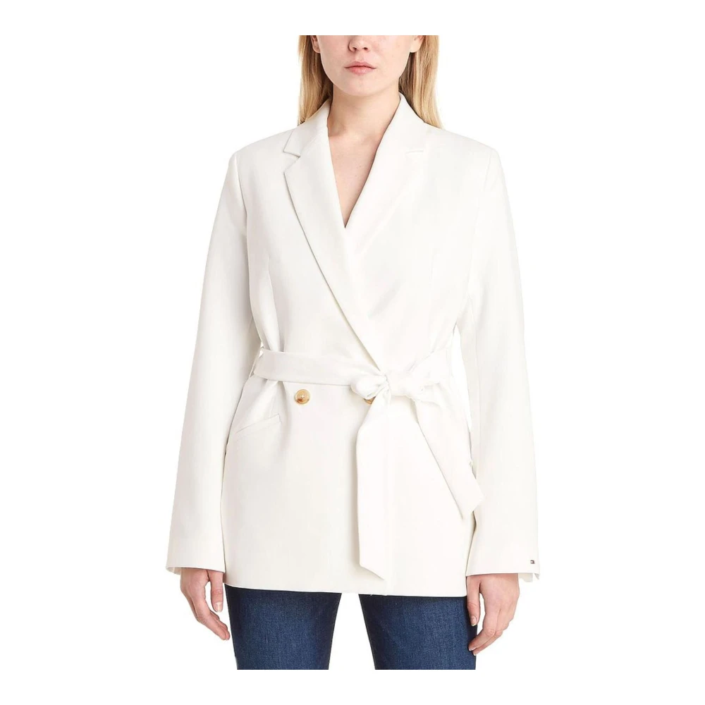 Tommy Hilfiger Dames Riem Double-Breasted Blazer White Dames