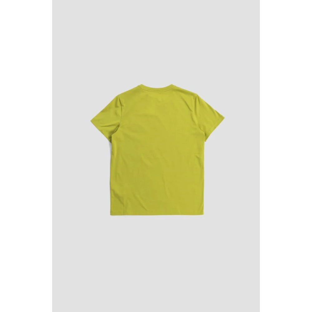 Moncler Limoen-Groen Katoenen T-Shirt met Dubbel Logo Yellow Dames