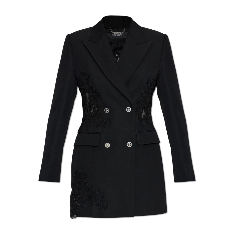 Versace Donna Nero Wool Double-Breasted Blazer