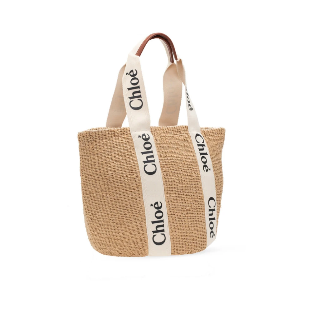 Chloé Grote Houten Mand Tas White Dames