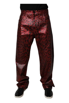 Röda Leopard Straight Denim Jeans