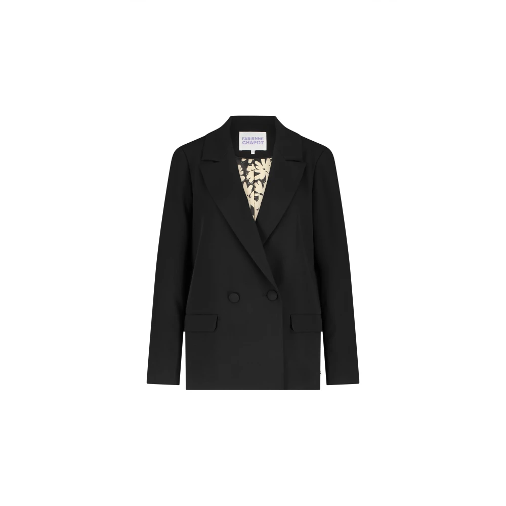 Fabienne Chapot Zwarte Blazer met Hart Knopen Black Dames