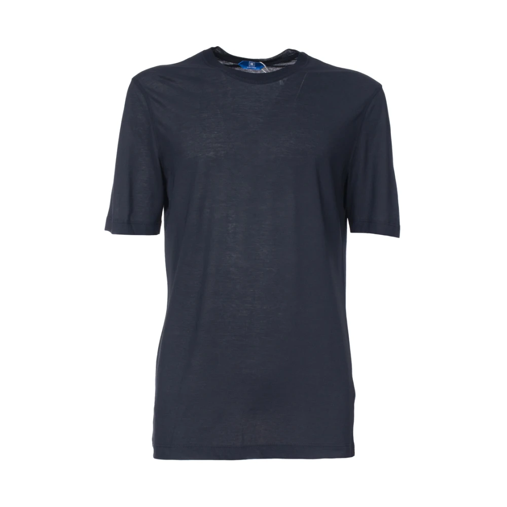 Kired Katoenen Crew Neck T-shirt Blue Heren