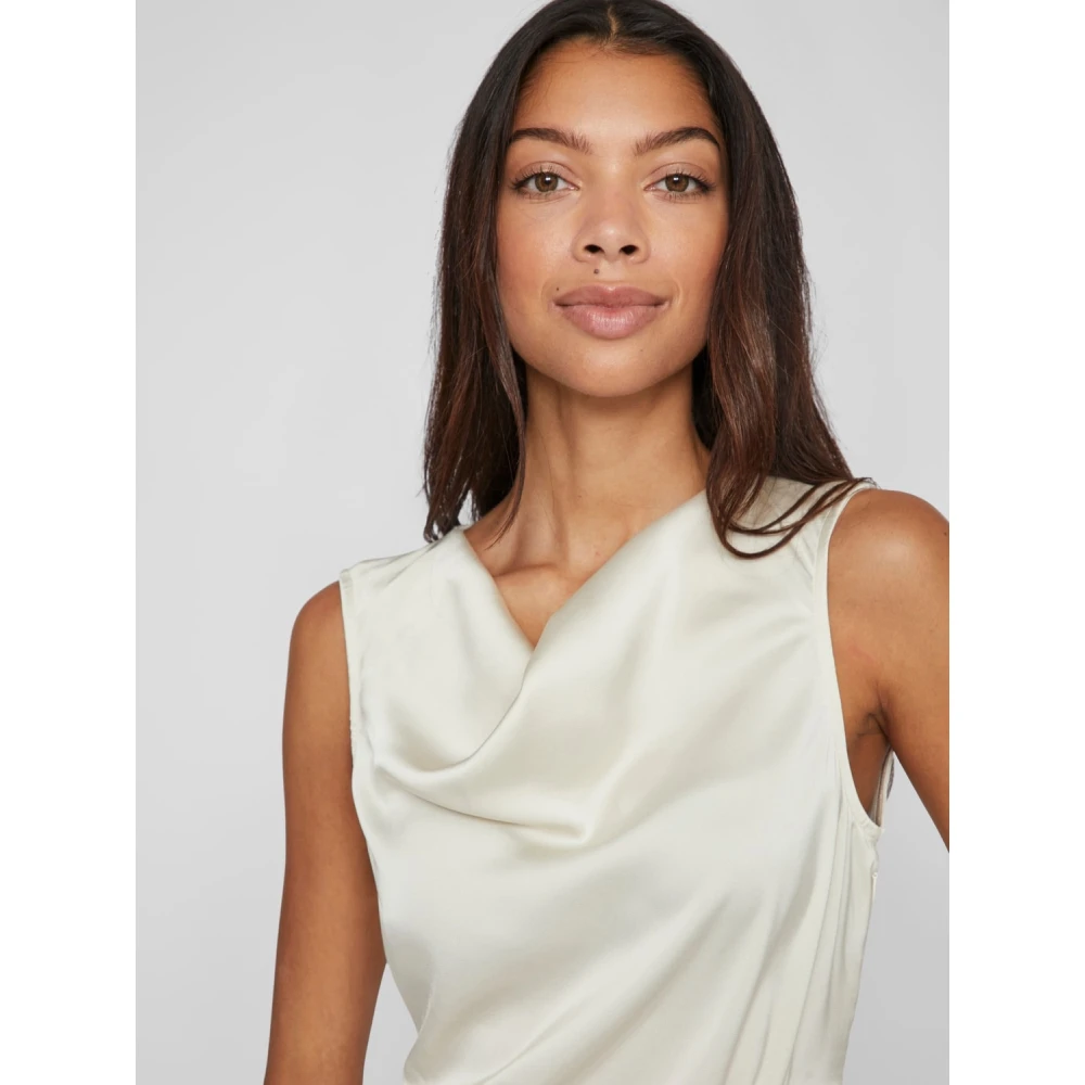 Vila Ravenna Waterfall Jurk Vrouwen Beige Dames