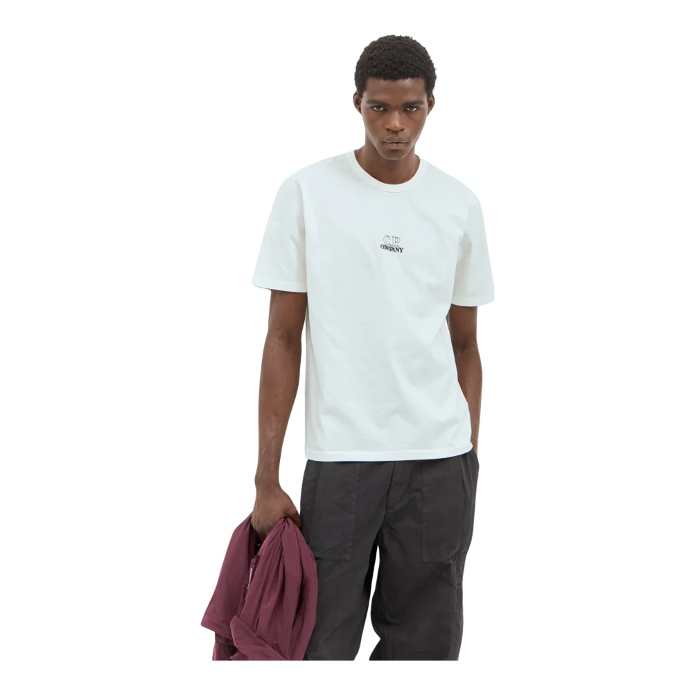 C.P. Company Logo Borduurwerk Crewneck T-Shirt White Heren