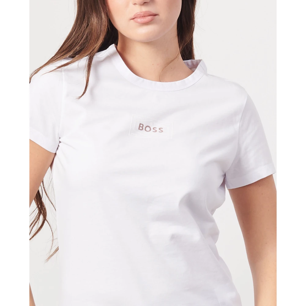 Hugo Boss Witte T-shirt met bedrukt logo White Dames