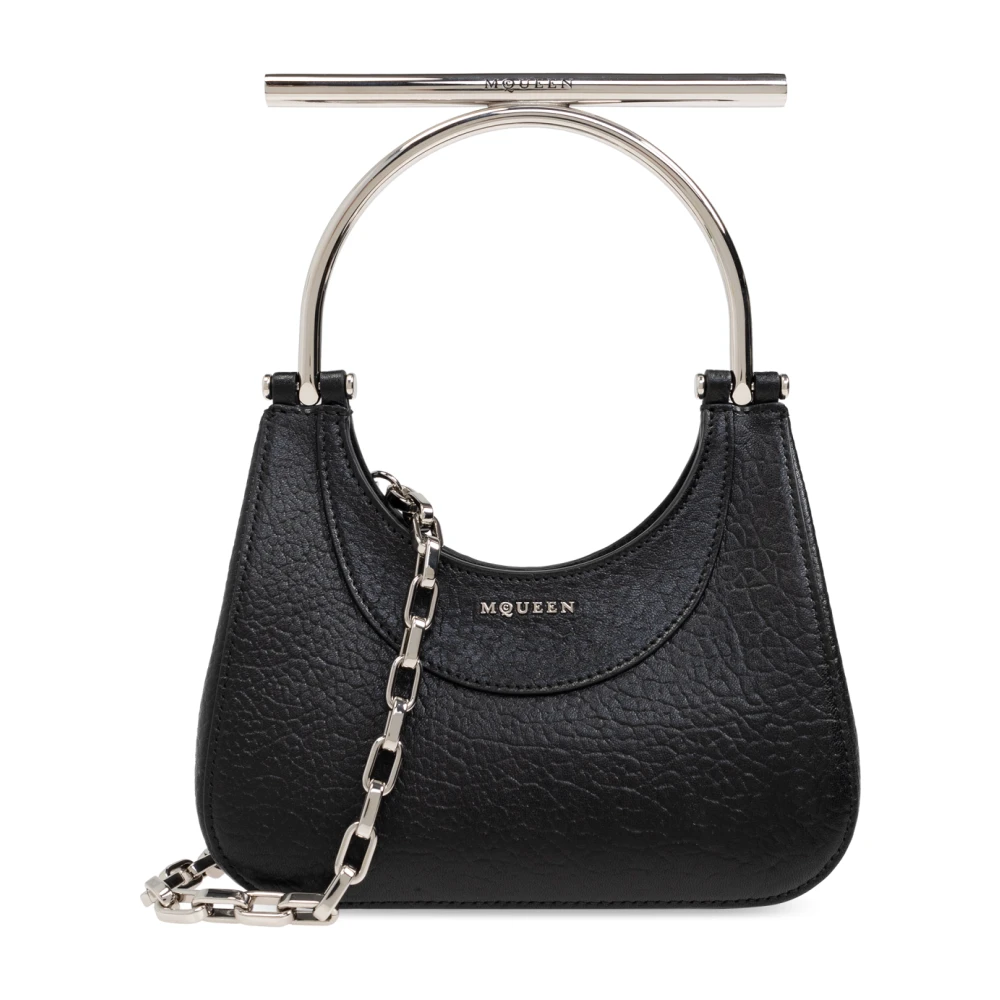 Alexander mcqueen Mini Cross-Bar Zwarte Leren Handtas Black Dames