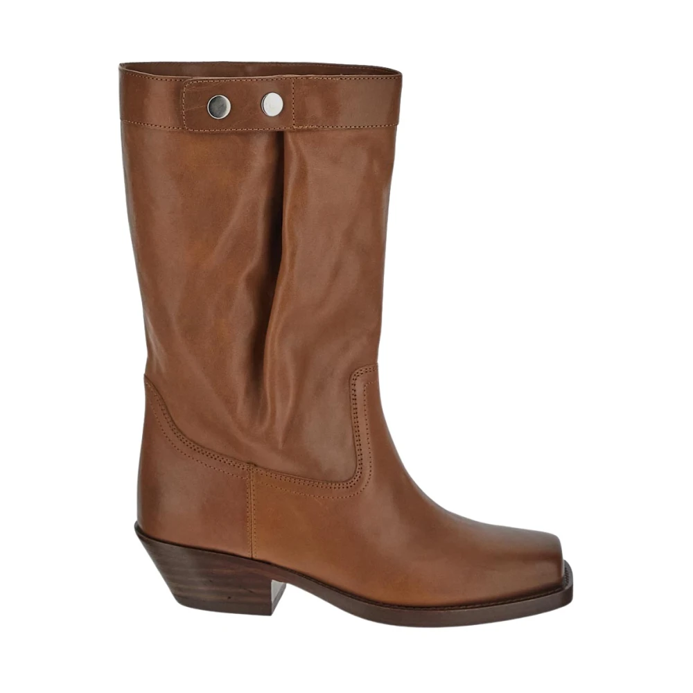 Isabel marant Kalfsleren Biker Boots Brown Dames