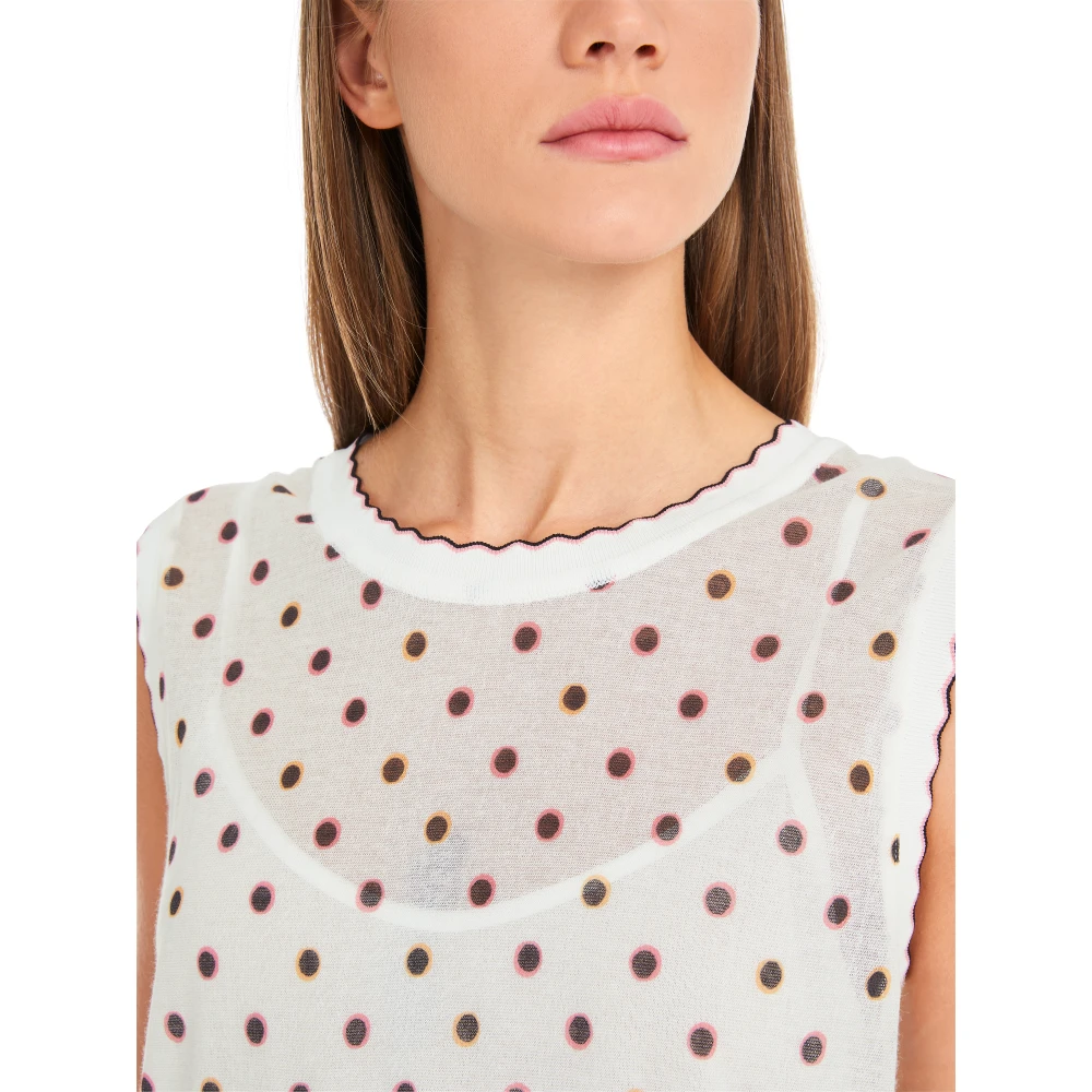 Marc Cain Gestippelde Gebreide Top White Dames