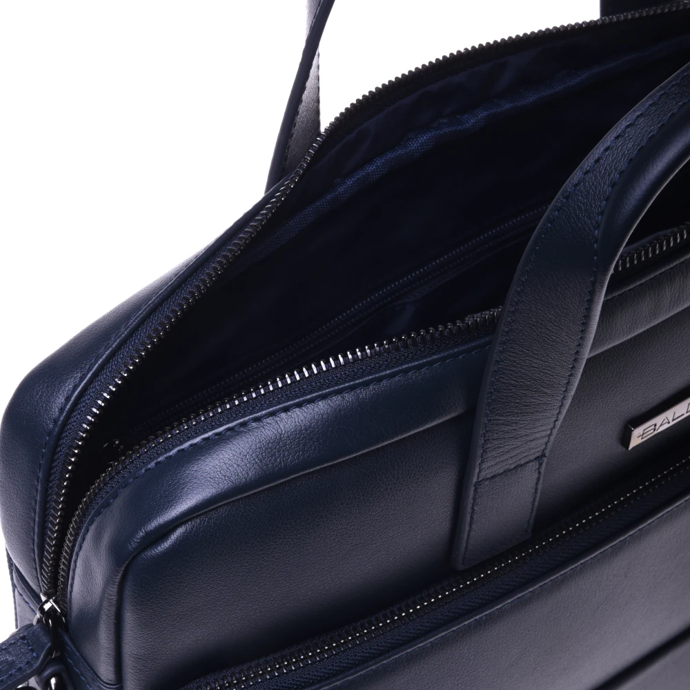 Baldinini Professional bag in blue leather and nylon Blue Heren
