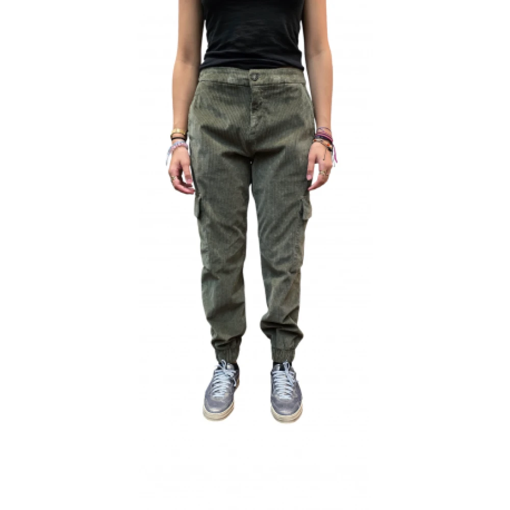 Mason's Khaki Corduroy Cargo Broek met Achterzakken Green Dames