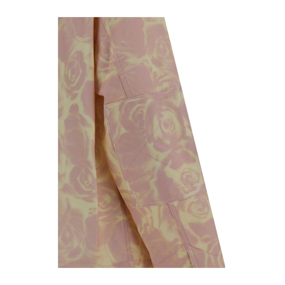 Burberry Fluwelen Kraag Bloemen Denim Jack Multicolor Dames