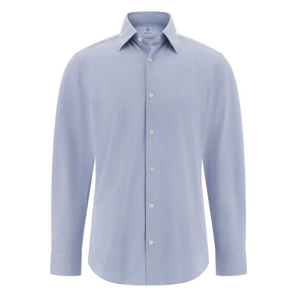 Boggi Milano Herren Blau Regular Fit Japanisches Jersey-Poloshirt