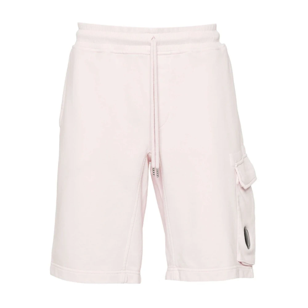 C.P. Company Hemelsroze Diagonale Fleece Cargo Shorts Pink Heren