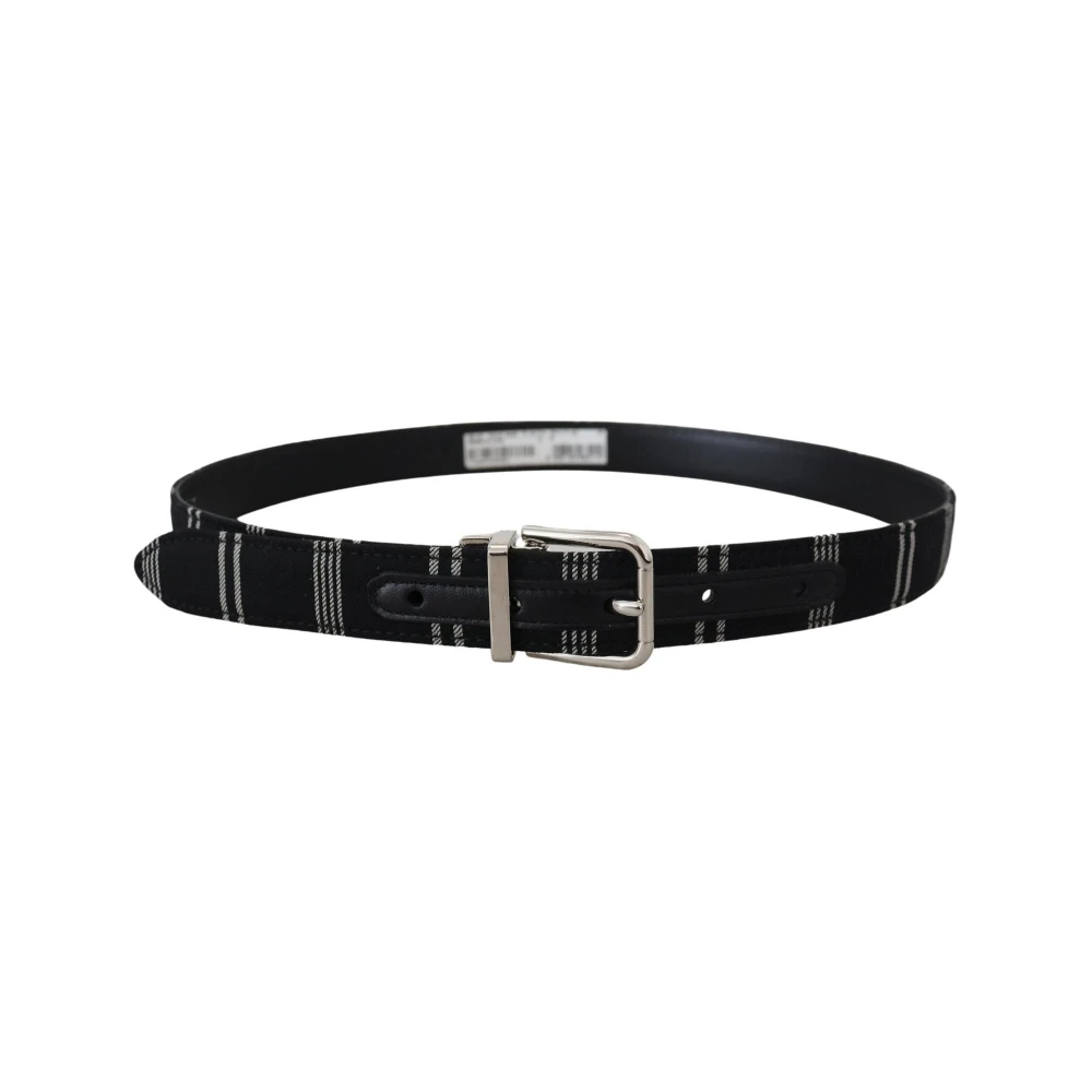 Dolce & Gabbana Gestreepte katoenen riem met zilveren gesp Black Dames
