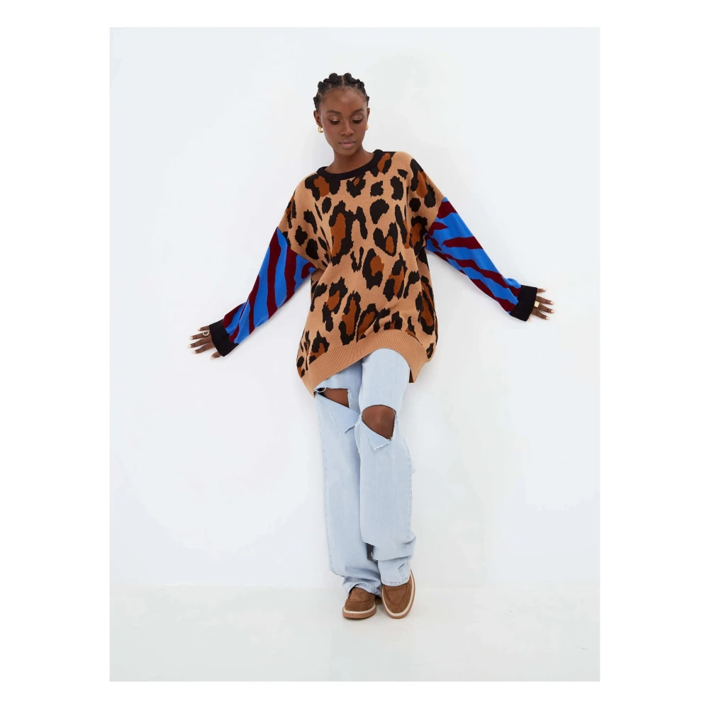 Cesare Gaspari Oversized Jumper Brown Dames