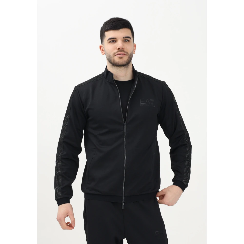 Emporio Armani EA7 Sportieve Zwarte Rits Sweater Black Heren