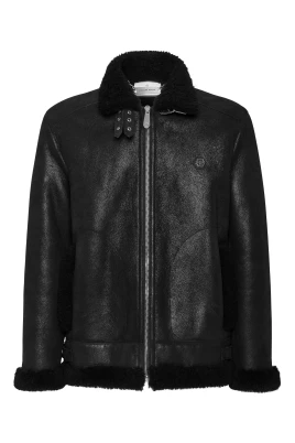 Shearling Läder Bikerjacka