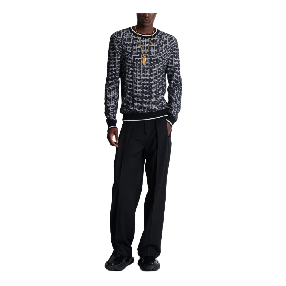 Balmain PB Labyrinth gebreide juper Black Heren