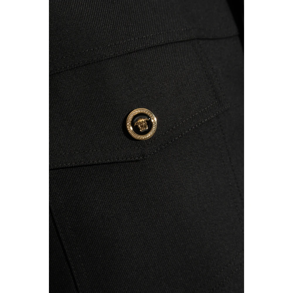 Versace Wollen jas met zakken Black Heren
