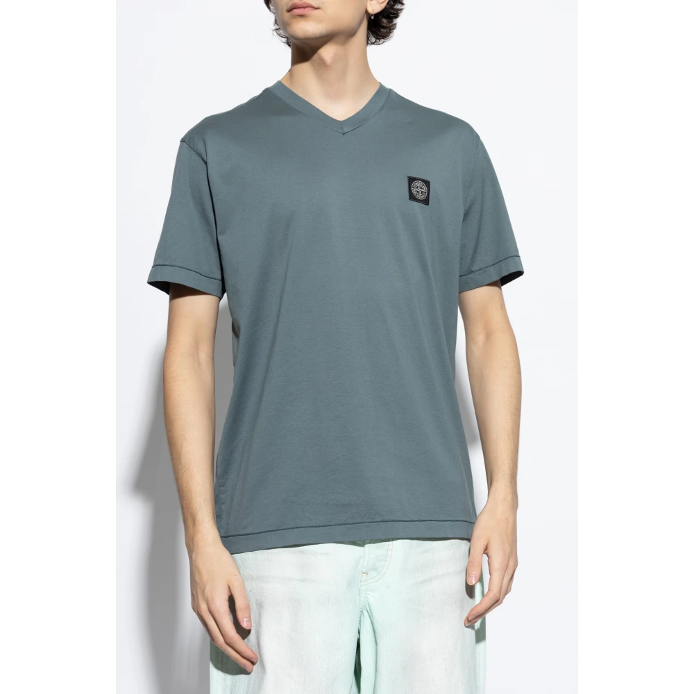 Stone Island V-hals T-shirt Gray Heren