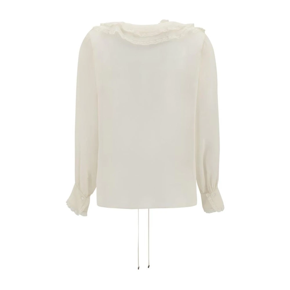 Chloé Zijden Blouse met Gerimpelde Ruches Beige Dames