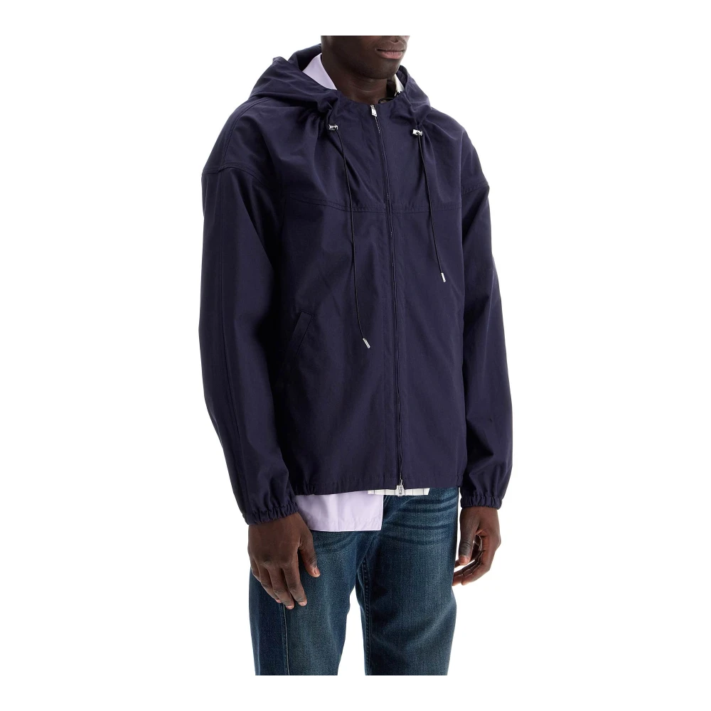 Lanvin Lichtgewicht Katoenen Hooded Blouson Jack Blue Heren